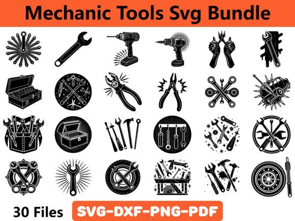 A Mechanic Tools SVG Bundle for Craft and Graphic Design