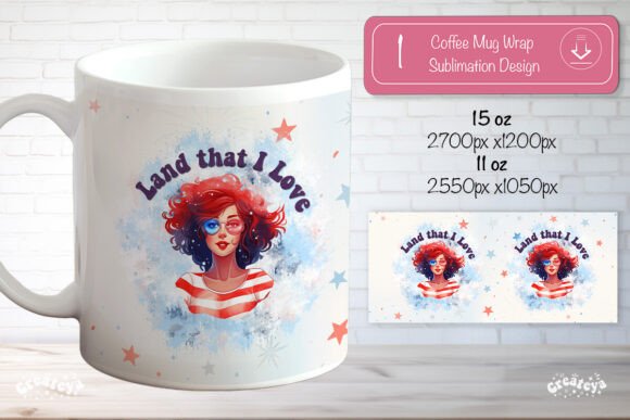 A Patriotic Mug Wrap PNG for Craft and Graphic Branding