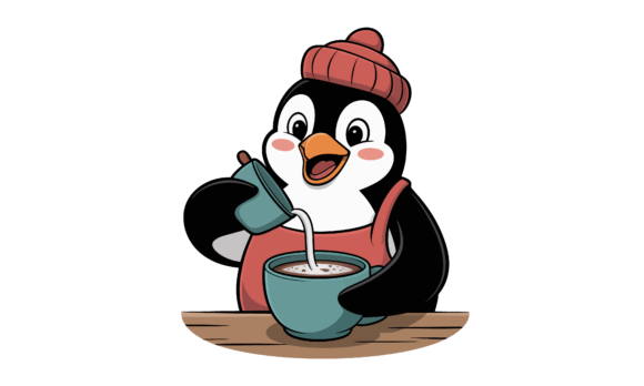 A Penguin Barista Graphic: Perfect for Crafts & Cozy Content
